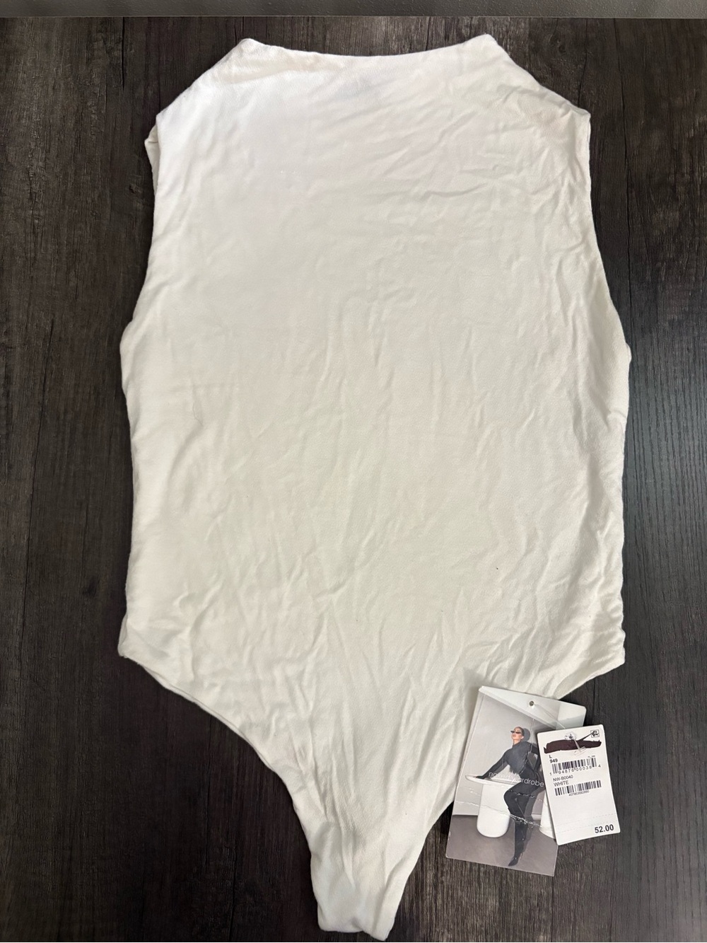 Naked Wardrobe White Sleeveless Bodysuit Bandeau Style